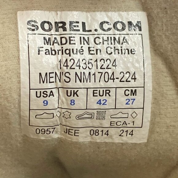 Sorel Men\'s Cheyanne Lace Rain Waterproof Winter Leather Sole Duck Boot‎ Size 9